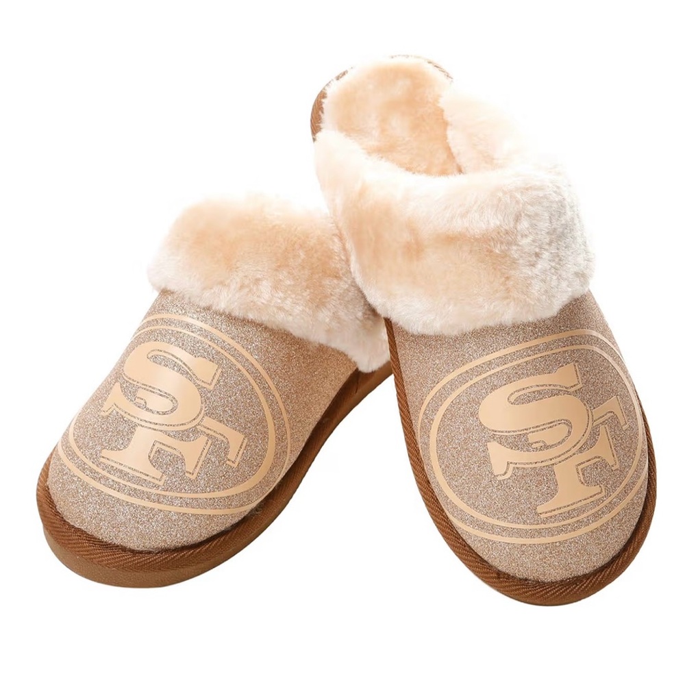 Womens NFL SF Team Logo Glitter slippers